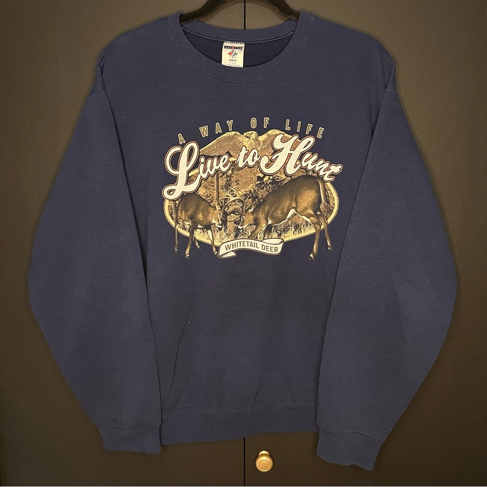 Hunting Sweater A Way of Life Live to Hunt Whitetail Deer Vintage Sweatshirt
